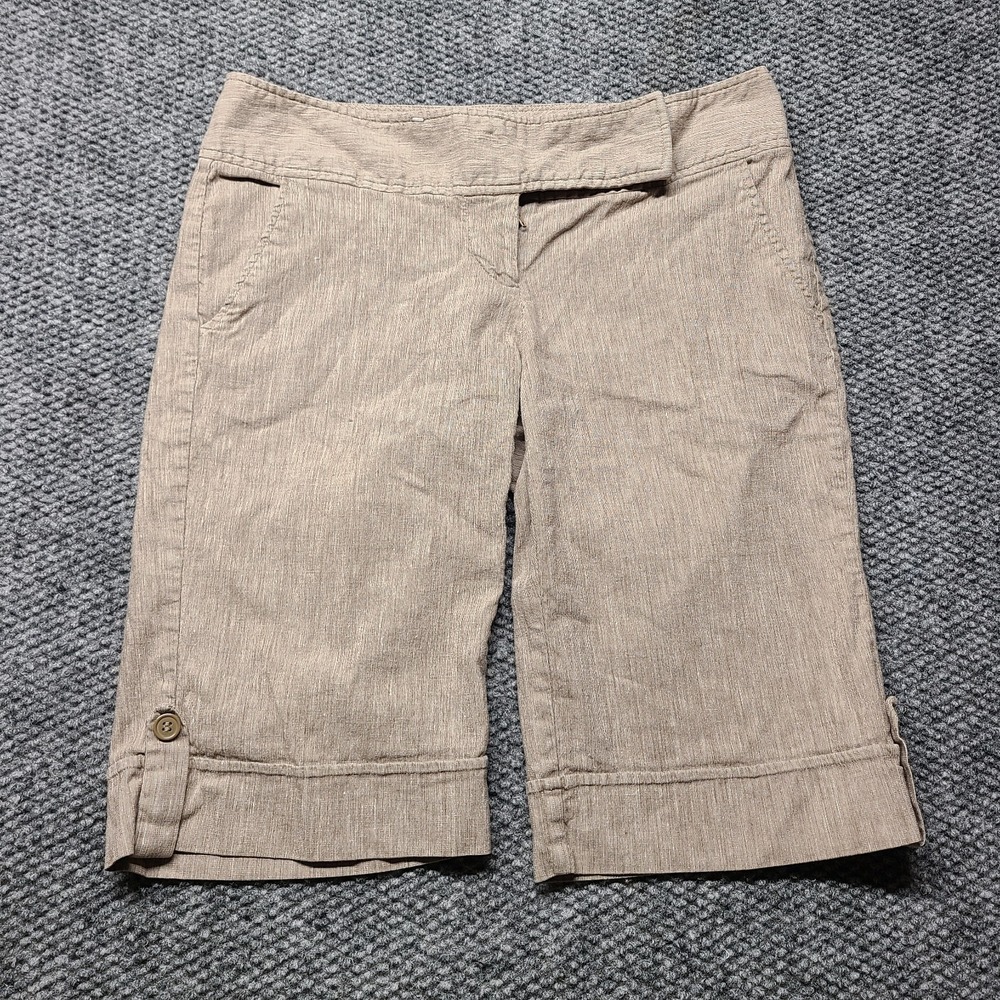 Y2k Dead Stock Charlotte Russe Bermuda Shorts Womens 7 Beige Linen Low Rise